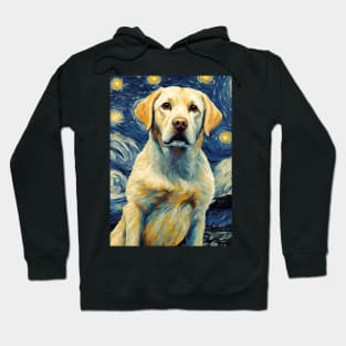 Golden Retriever Dog Breed in a Van Gogh Starry Night Art Style Hoodie